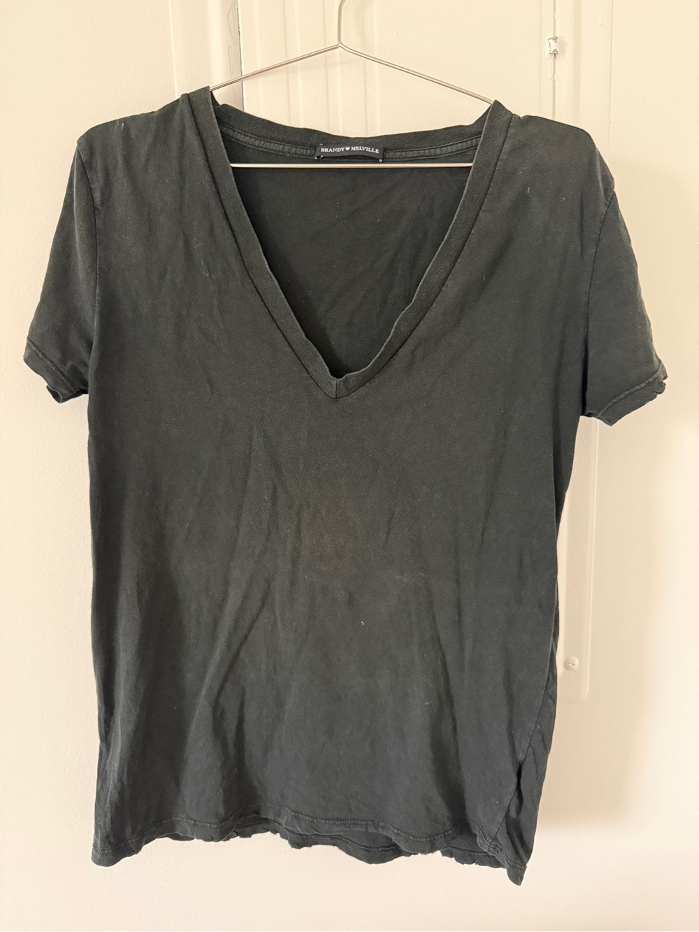 Brandy Melville Vintage Black V-Neck Tee